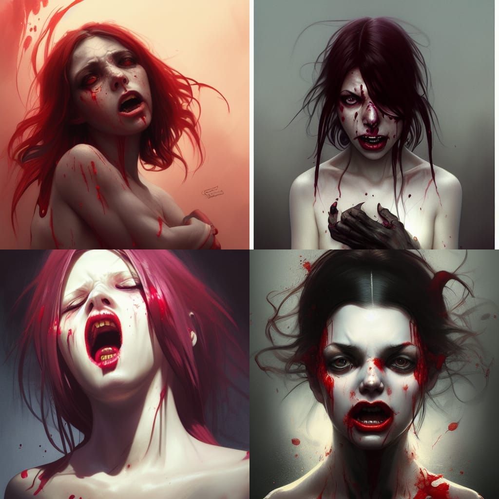 Distressed Girl Screaming for Help: Hyperdetailed Portrait