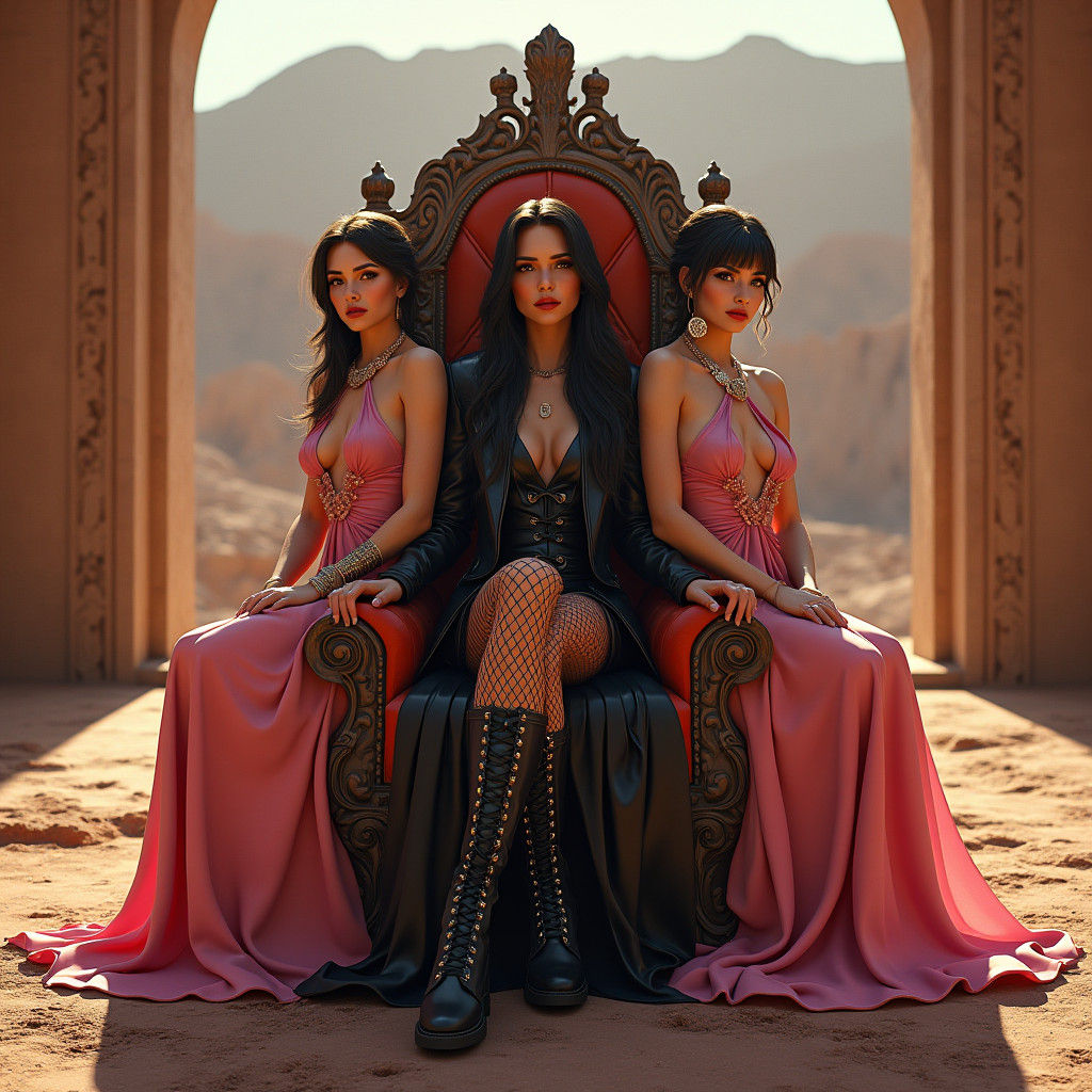 Leather Queen on Carnelian Throne, Gritty Art Nouveau Style