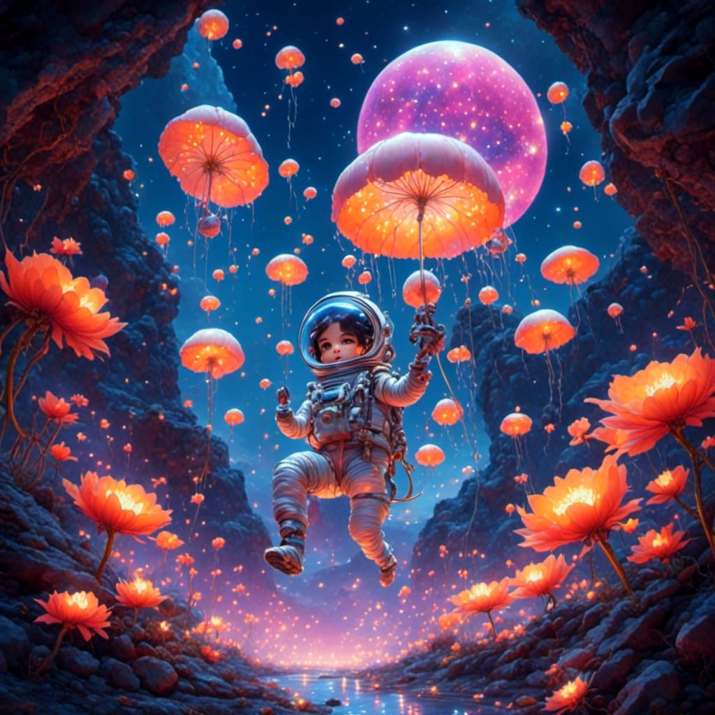 Kittens in Spacesuits on Moon, Anime Style