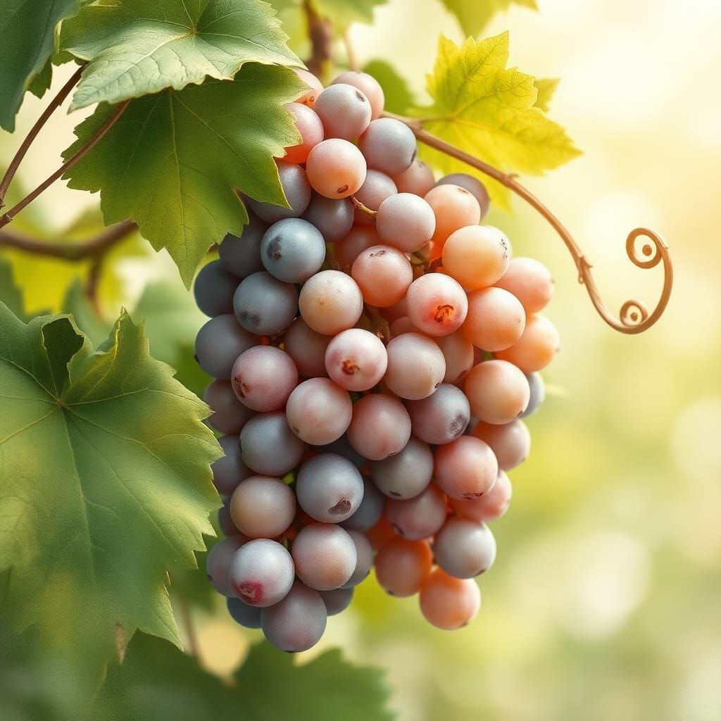 Botanical Watercolor Grapes with Bokeh