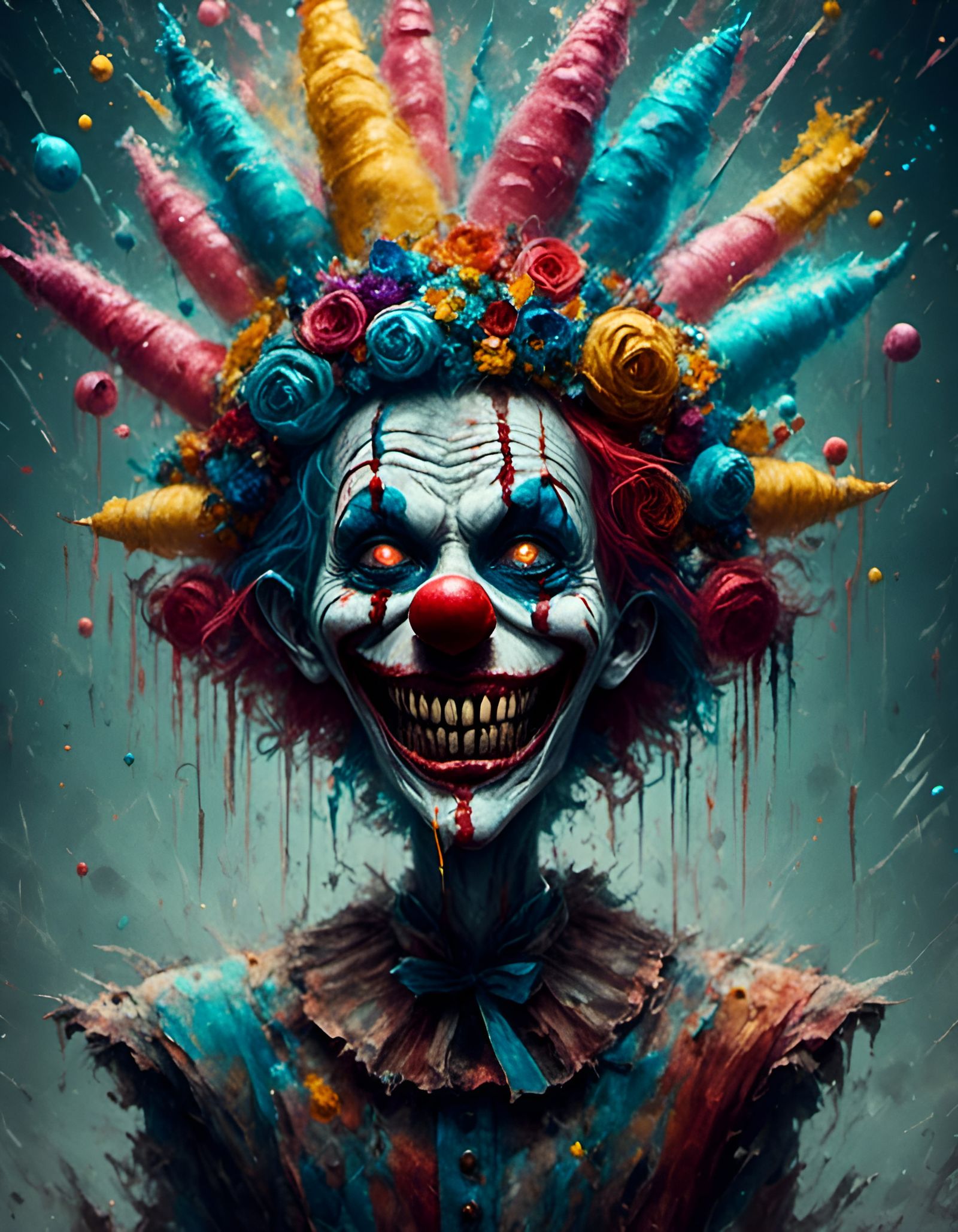 Surreal Clown with Shocking Colors