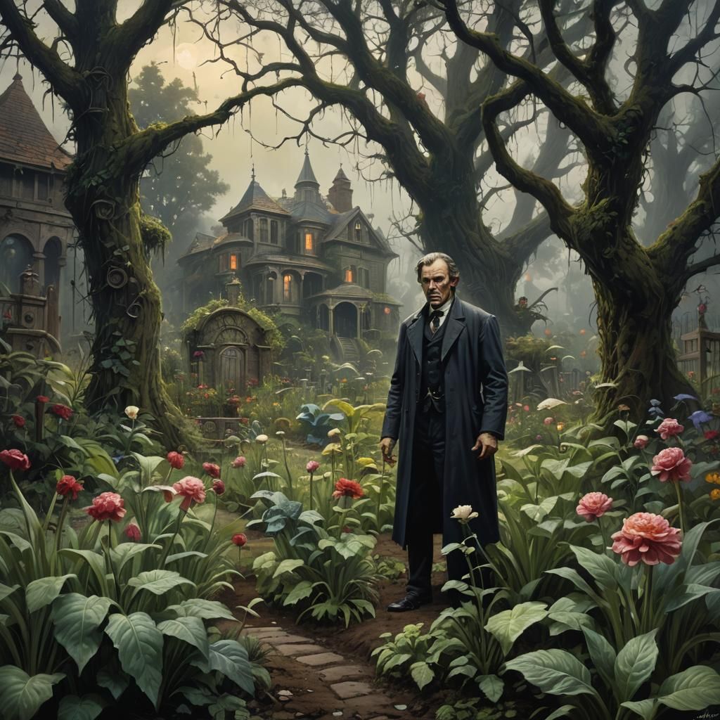 Sinister Garden Beyond Time: Gothic Fantasy Art