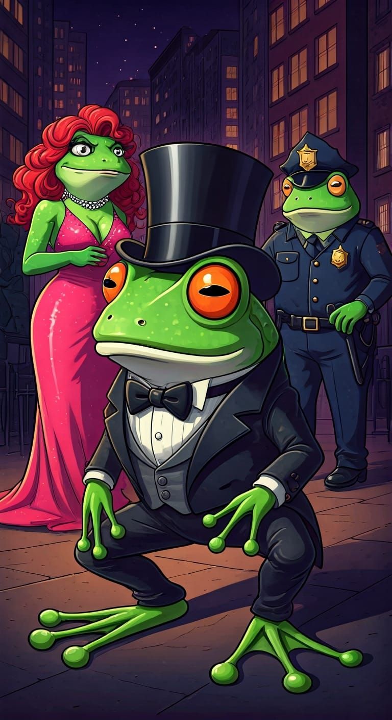Frog in Tuxedo's Surprise Night Out