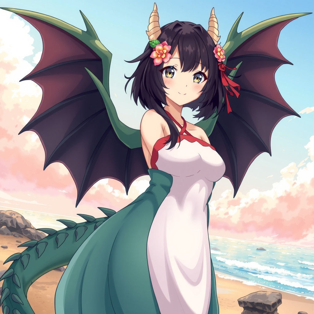 Dragon Woman on the Beach, Anime Style