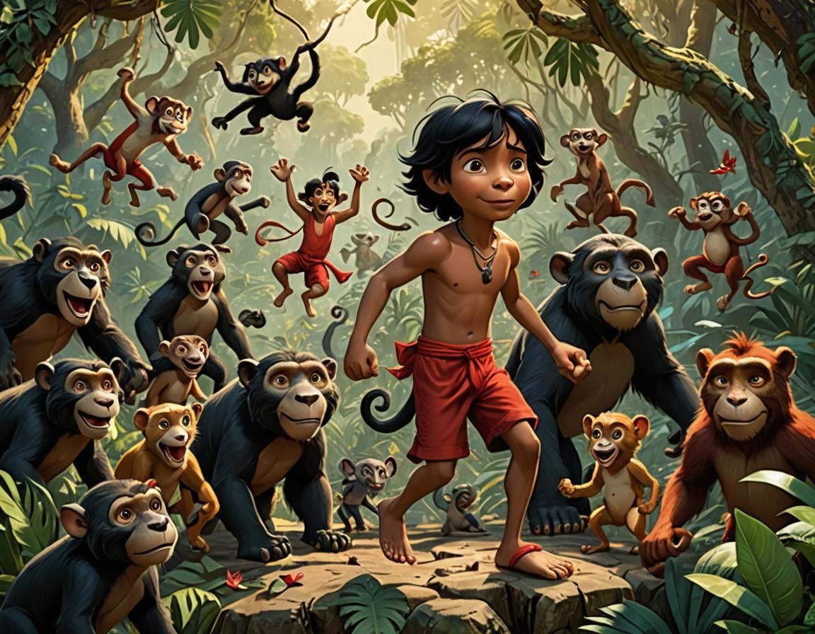 Mowgli's Jungle Dance: A Classic Cartoon Scene