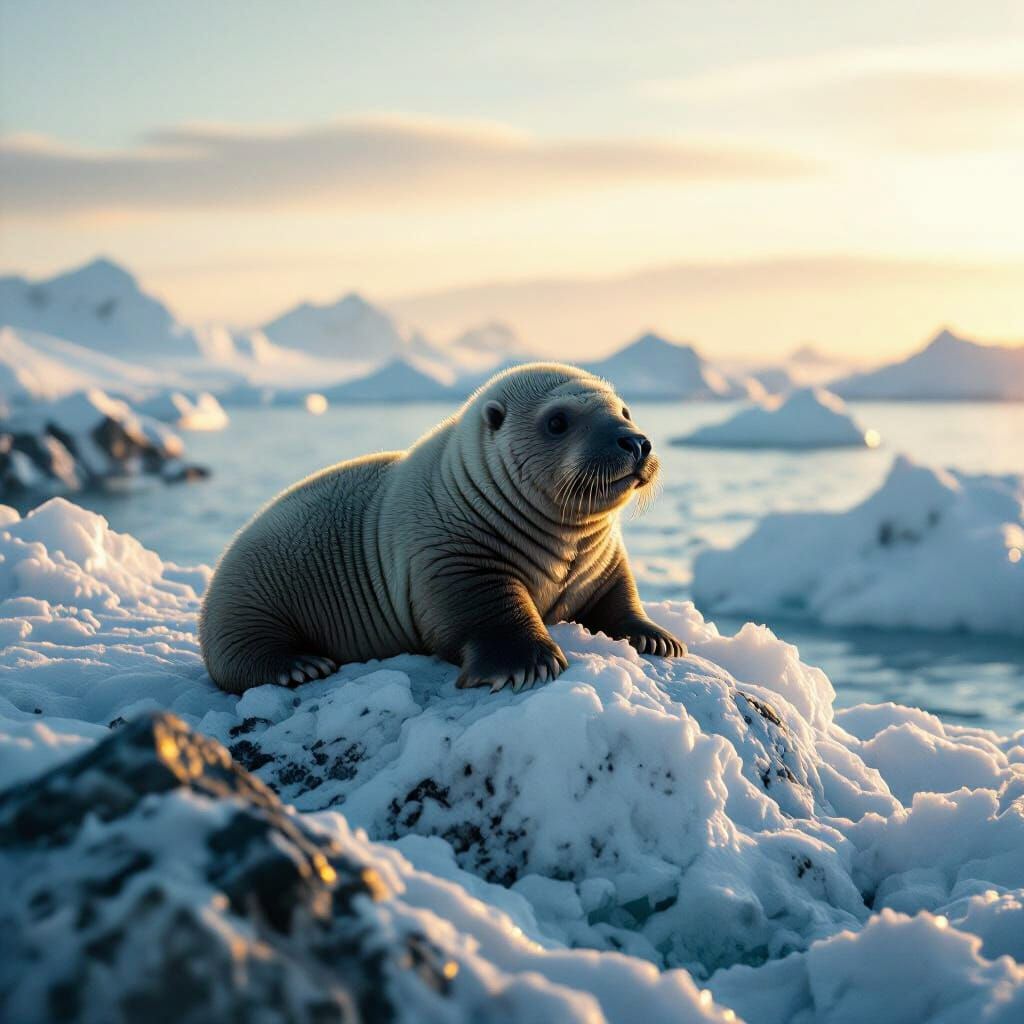 Baby Walrus at the North Pole: Cinematic Film Still