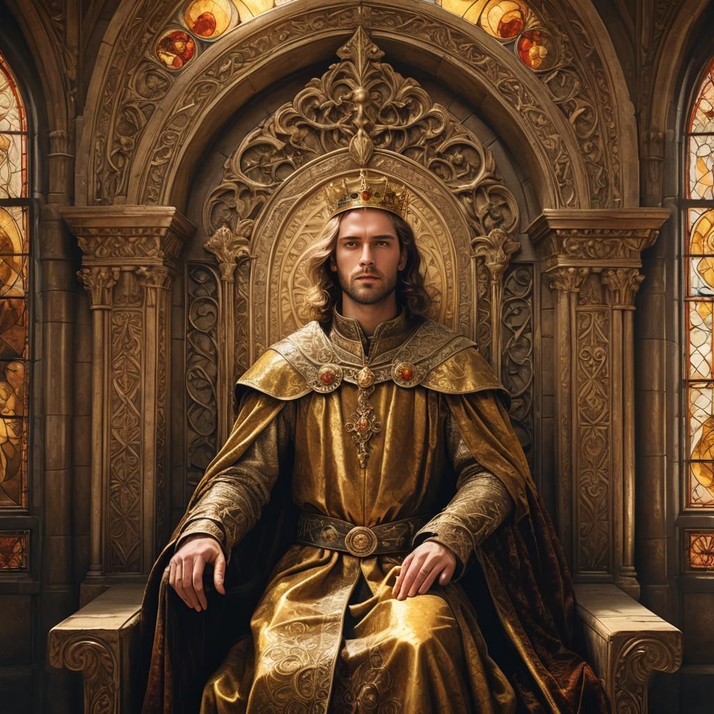 Benevolent Young King on Throne: Digital Matte Painting