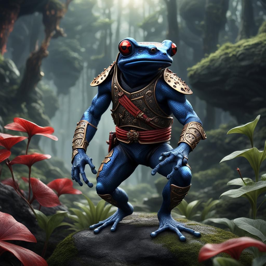 Poison Dart Frog Samurai in High Fantasy Style