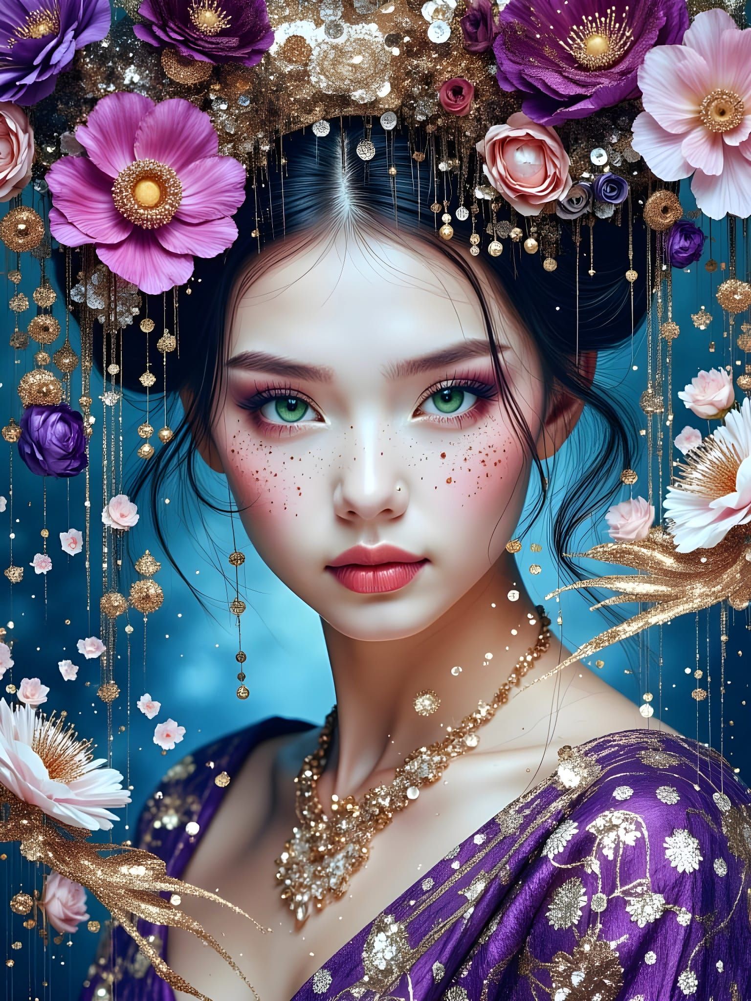 Surreal Infinity Beauty in Gingham Geisha Attire