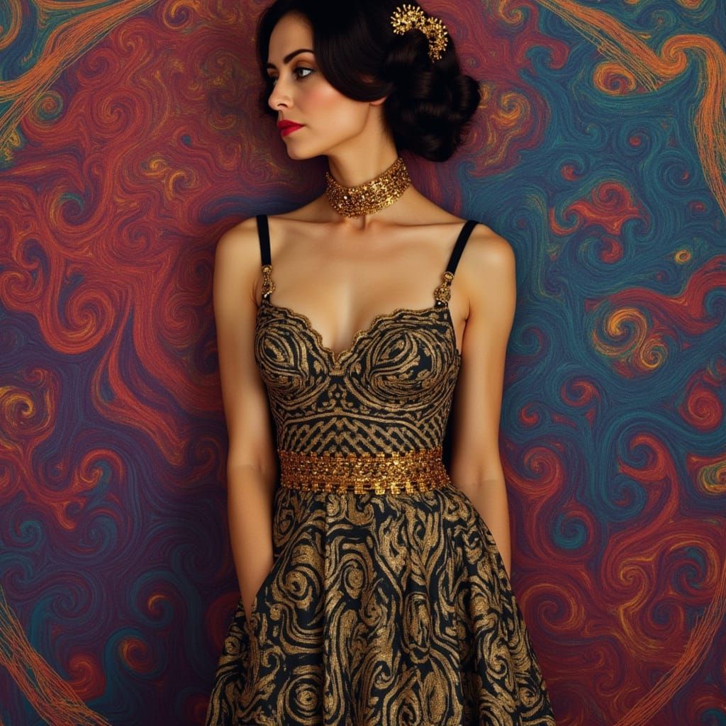 Regal Woman Portrait in Art Nouveau Style