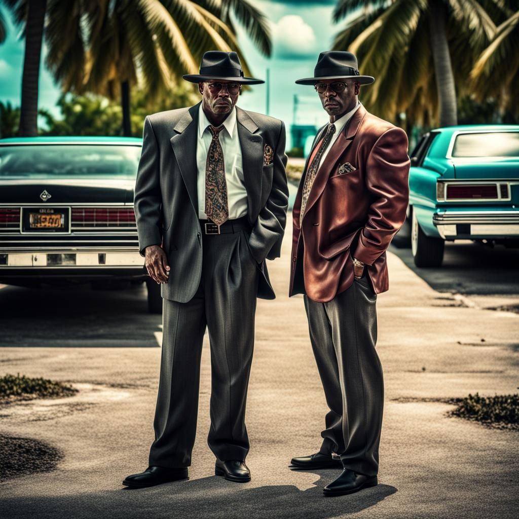 Miami 80s Gangsters: Hyperrealistic Cinematic Portrait