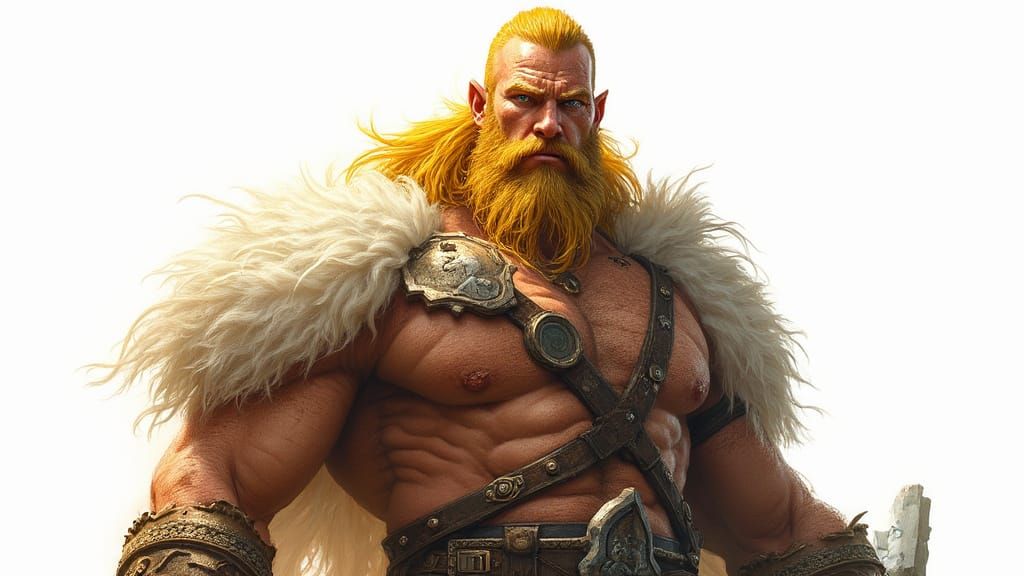 Majestic Barbarian Warrior in Golden Light