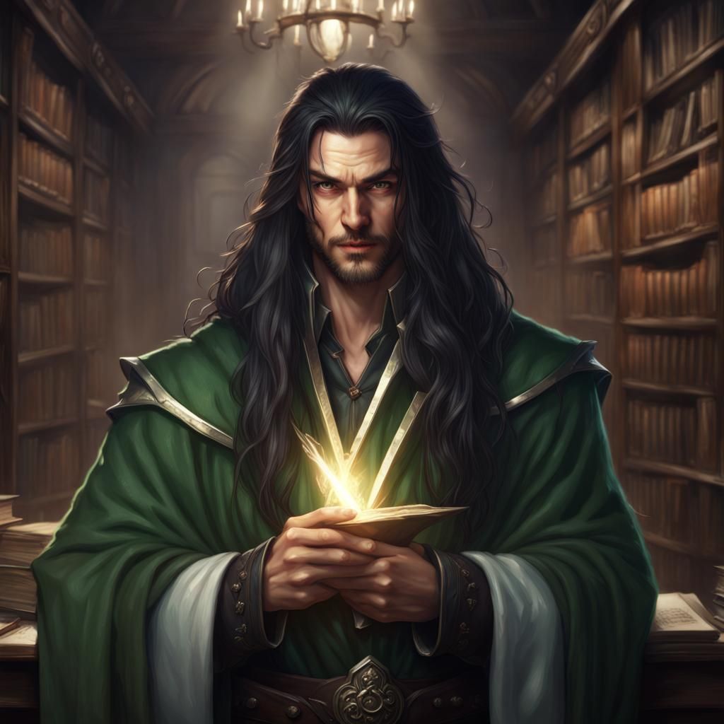 Cheliax Wizard in Library: Fantasy Concept Art