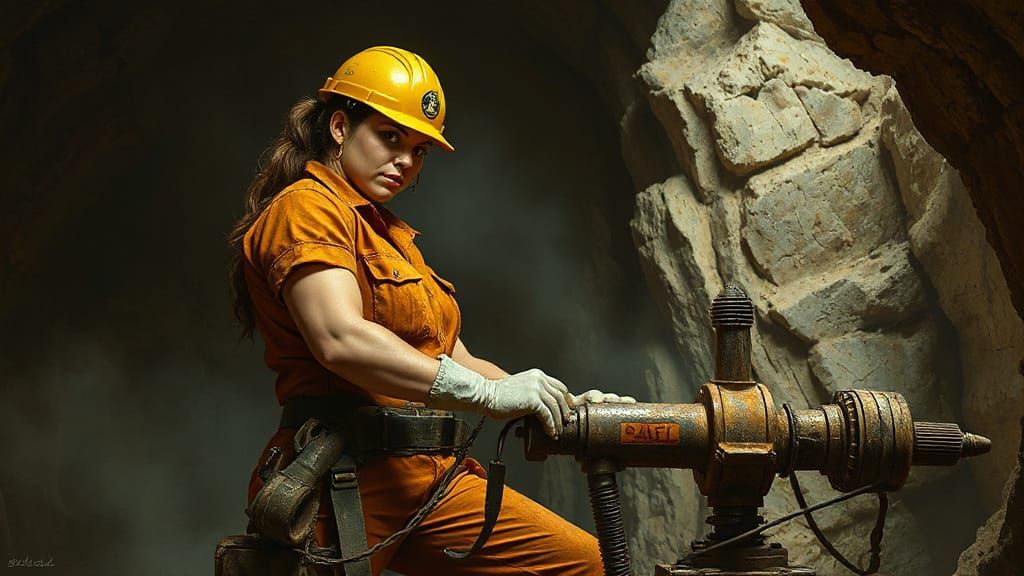 Mining Goddess in a Gritty Industrial Landscape