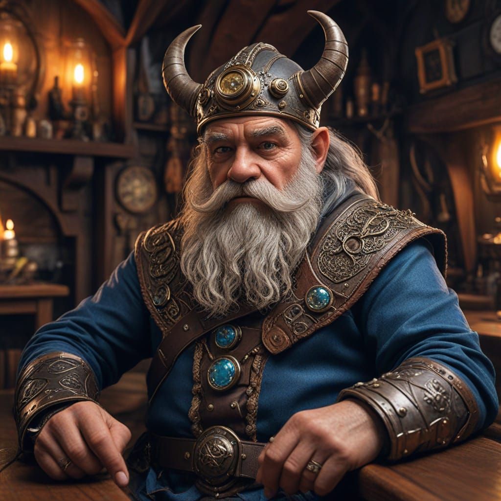 Dwarf Warrior Recounts Adventures in Steampunk Tavern