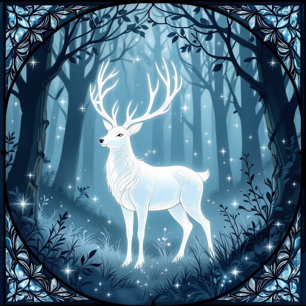 Ethereal Stag Patronus in Enchanted Forest