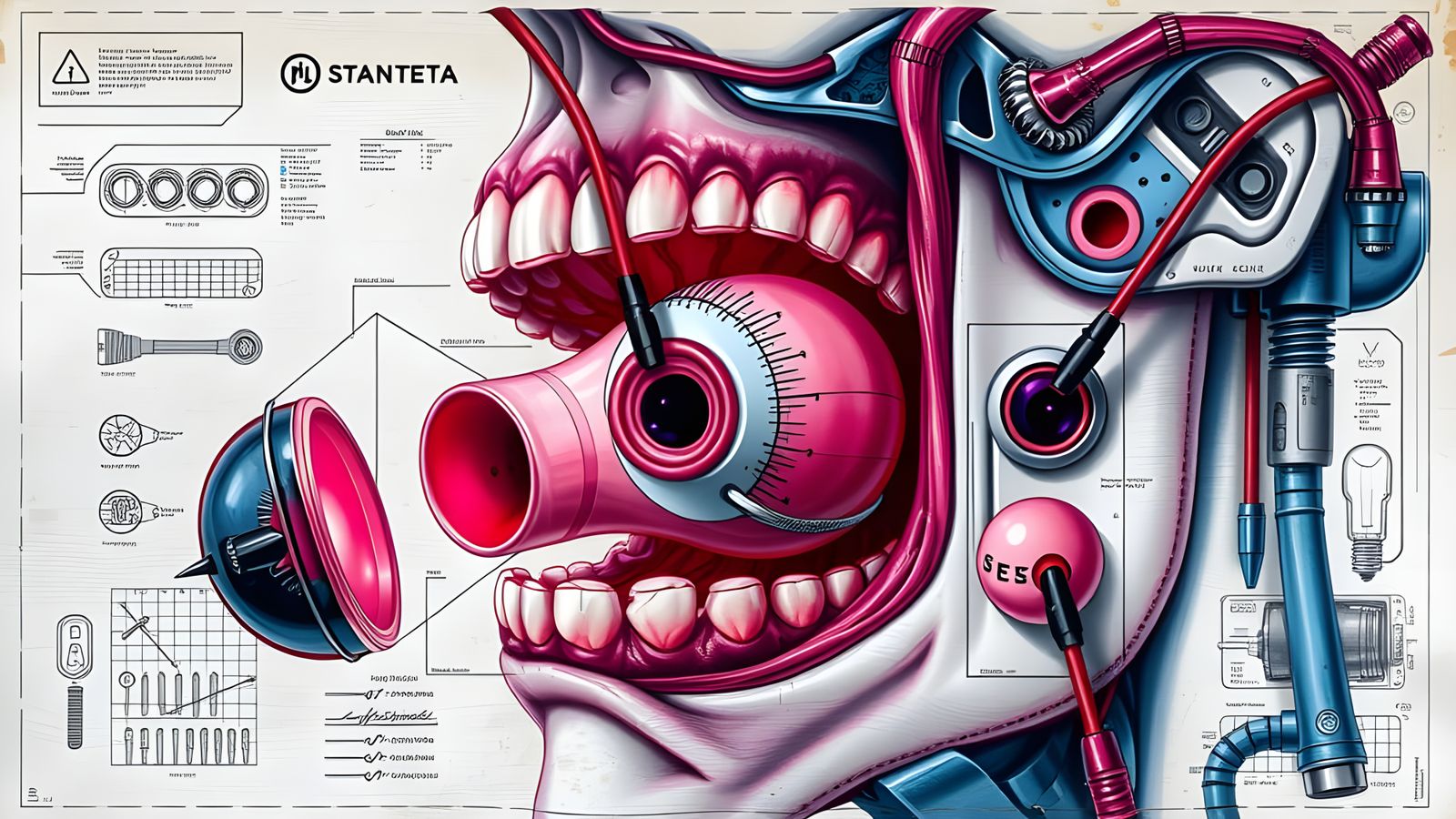Anatomic Dissection on Canvas in Synthwave Neon Style