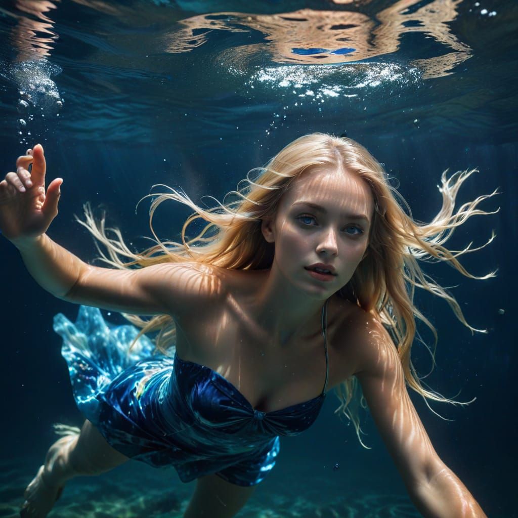 Ethereal Mermaid Goddess Emerging from Ocean Depths