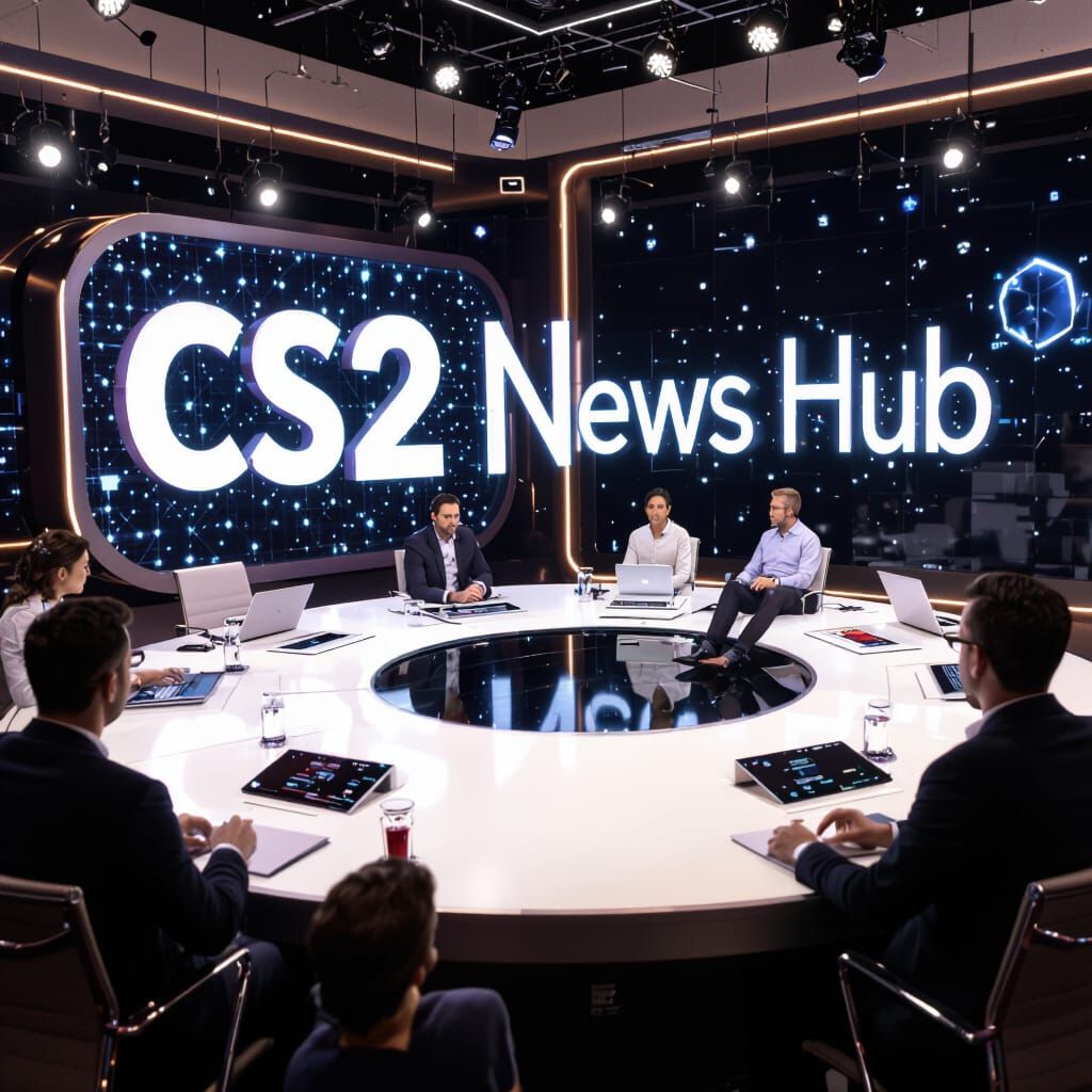 Futuristic Neon Glitch-Art Logo for CS2 News Channel