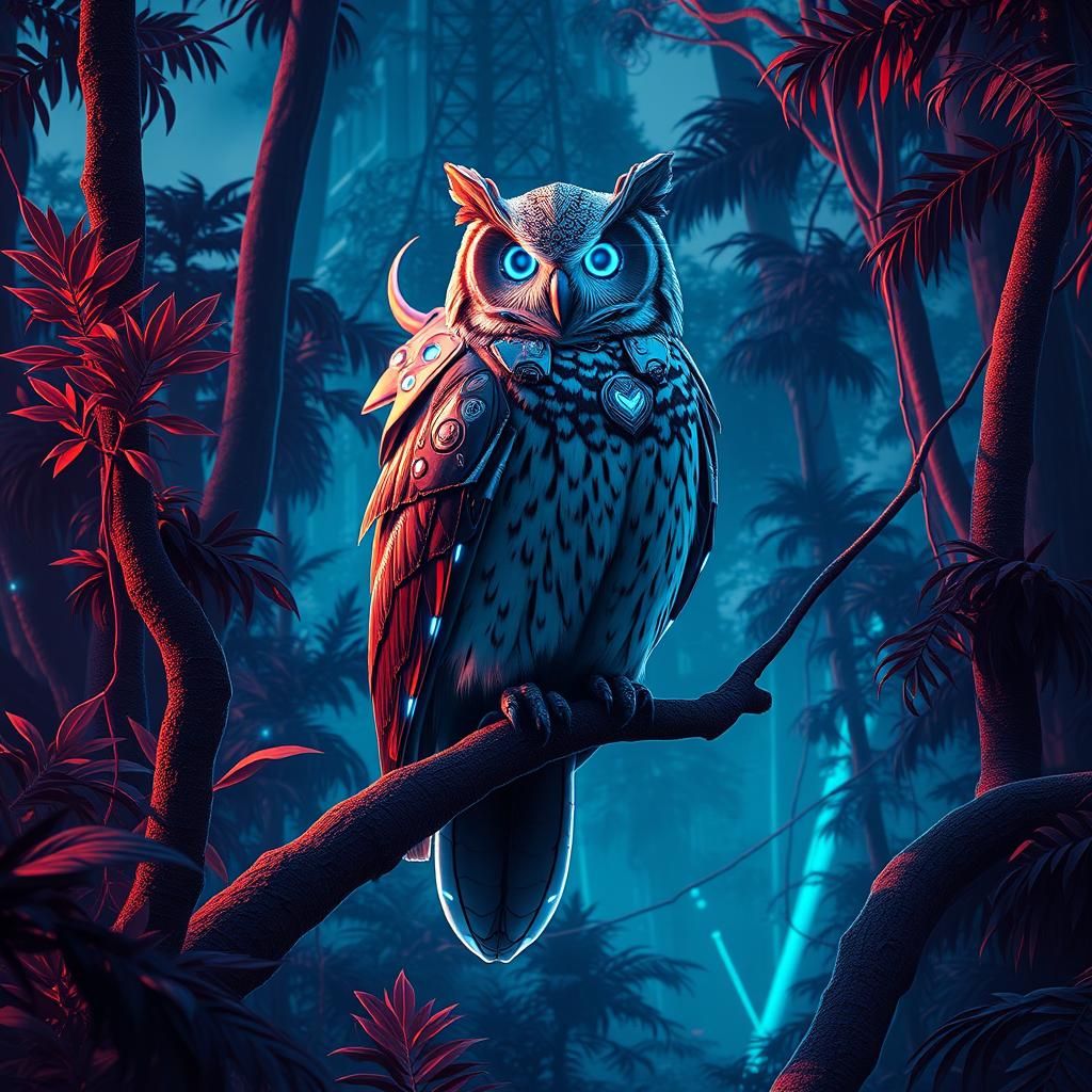 Cyber Owl: Guardian of the Neon Forest