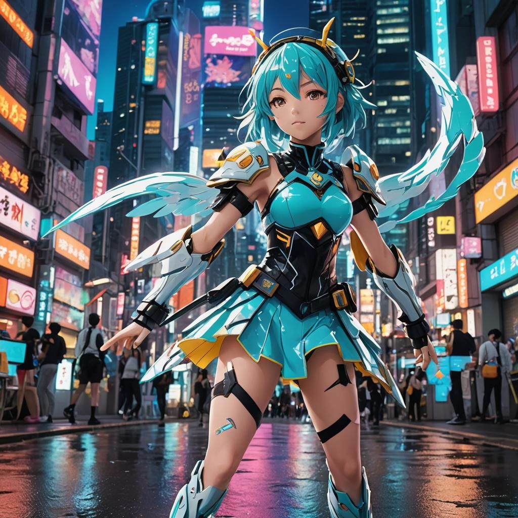 Magical Girl Superhero in Futuristic Anime Style