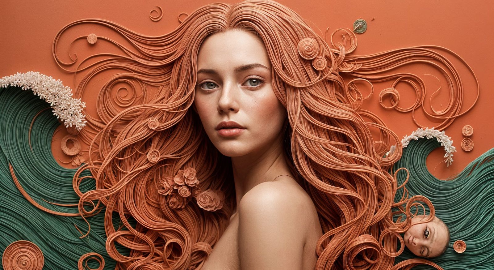 Paper Sculpture Woman with Long Hair, Pop Surrealism