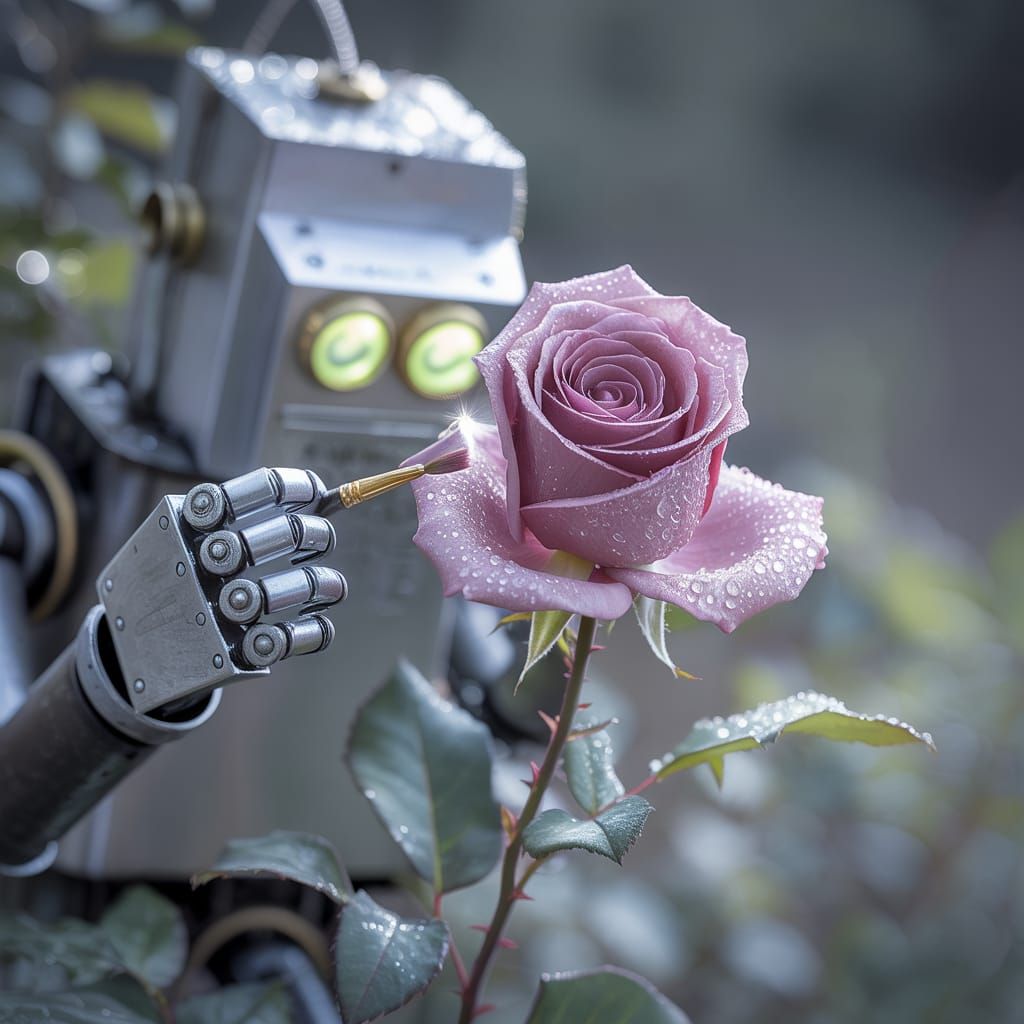 A photograph captures a single, velvety crimson rose glisten...