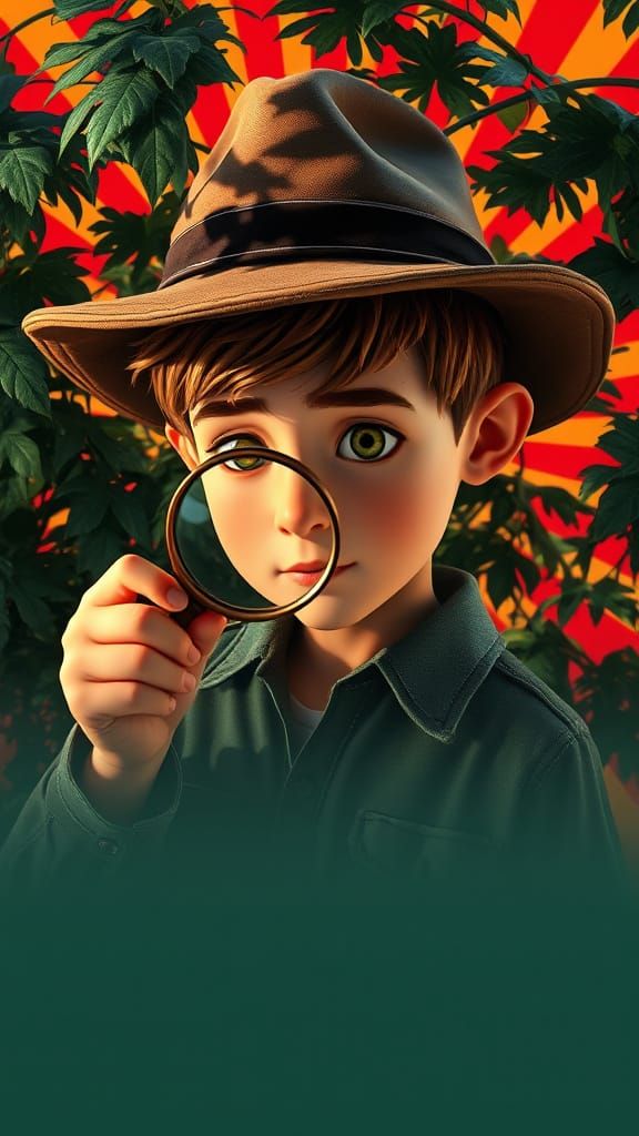 Curious Boy Uncovers Hidden Secrets in Vibrant Safari Scene