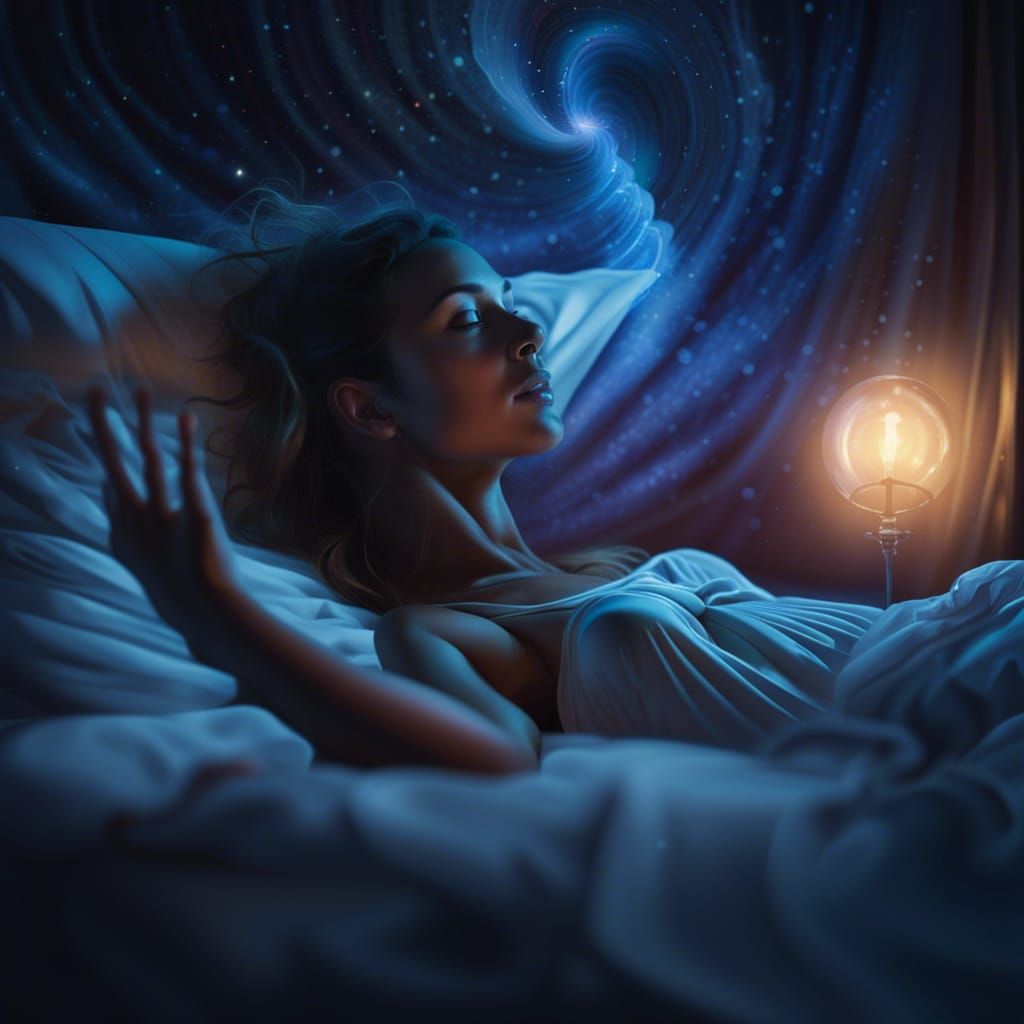 Astral Projection: Hyperrealistic Dreamscape at Night