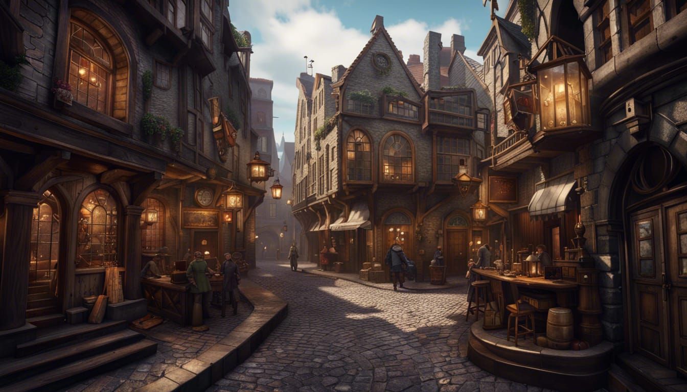 Steampunk Waterdeep City Map in Detailed Matte Painting