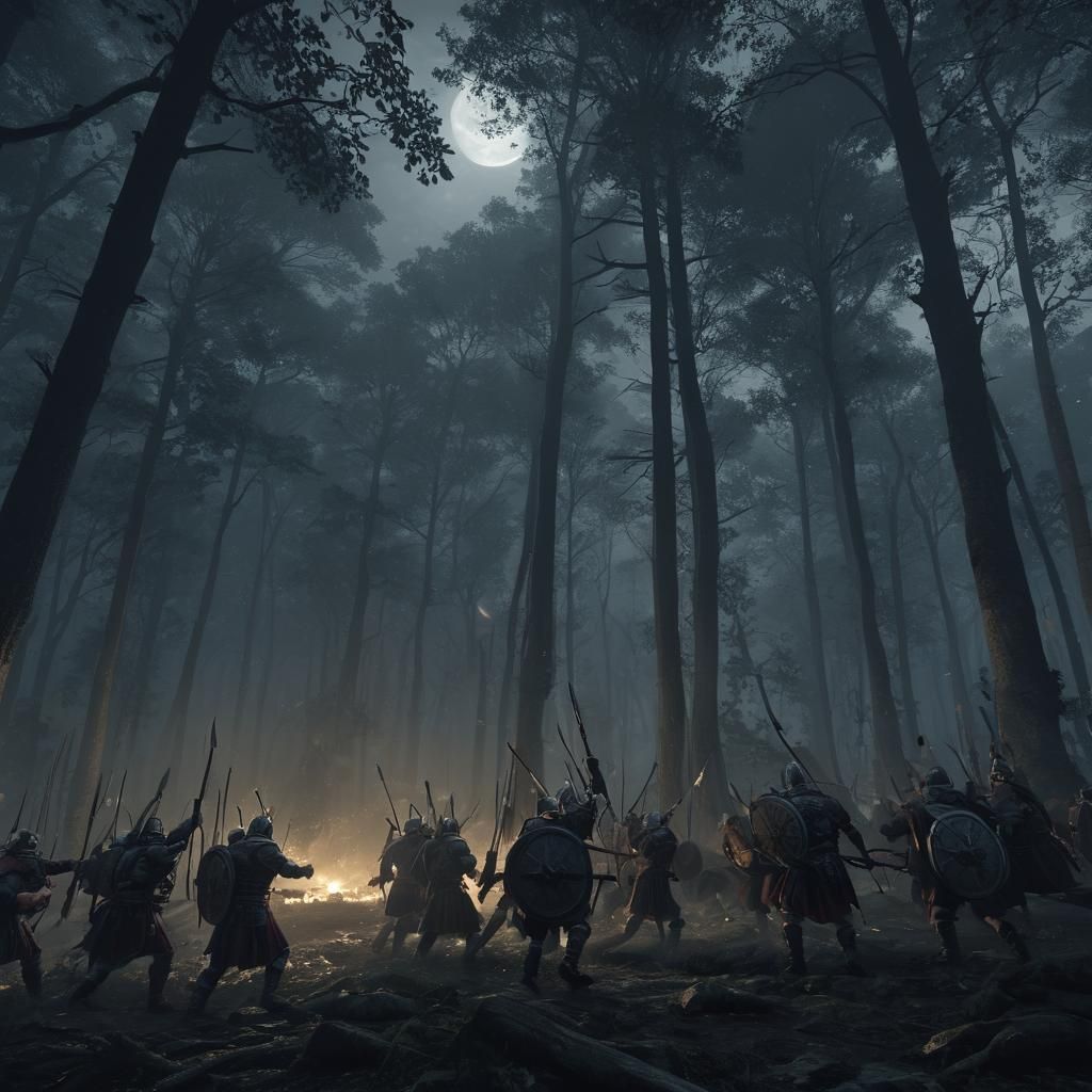 Clash in Teutoburg Forest: 3D Rendered Battle Scene