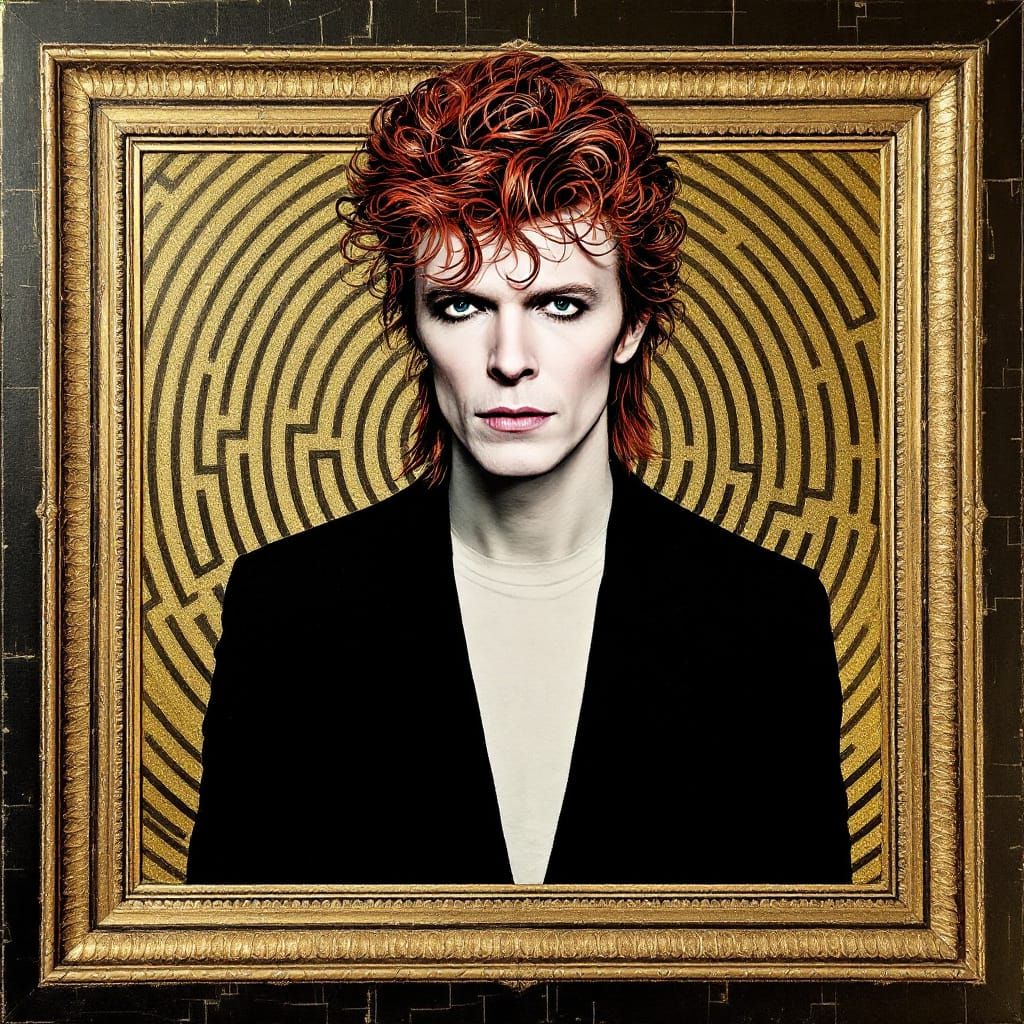 Gothic Art Deco Portrait with Golden Frame