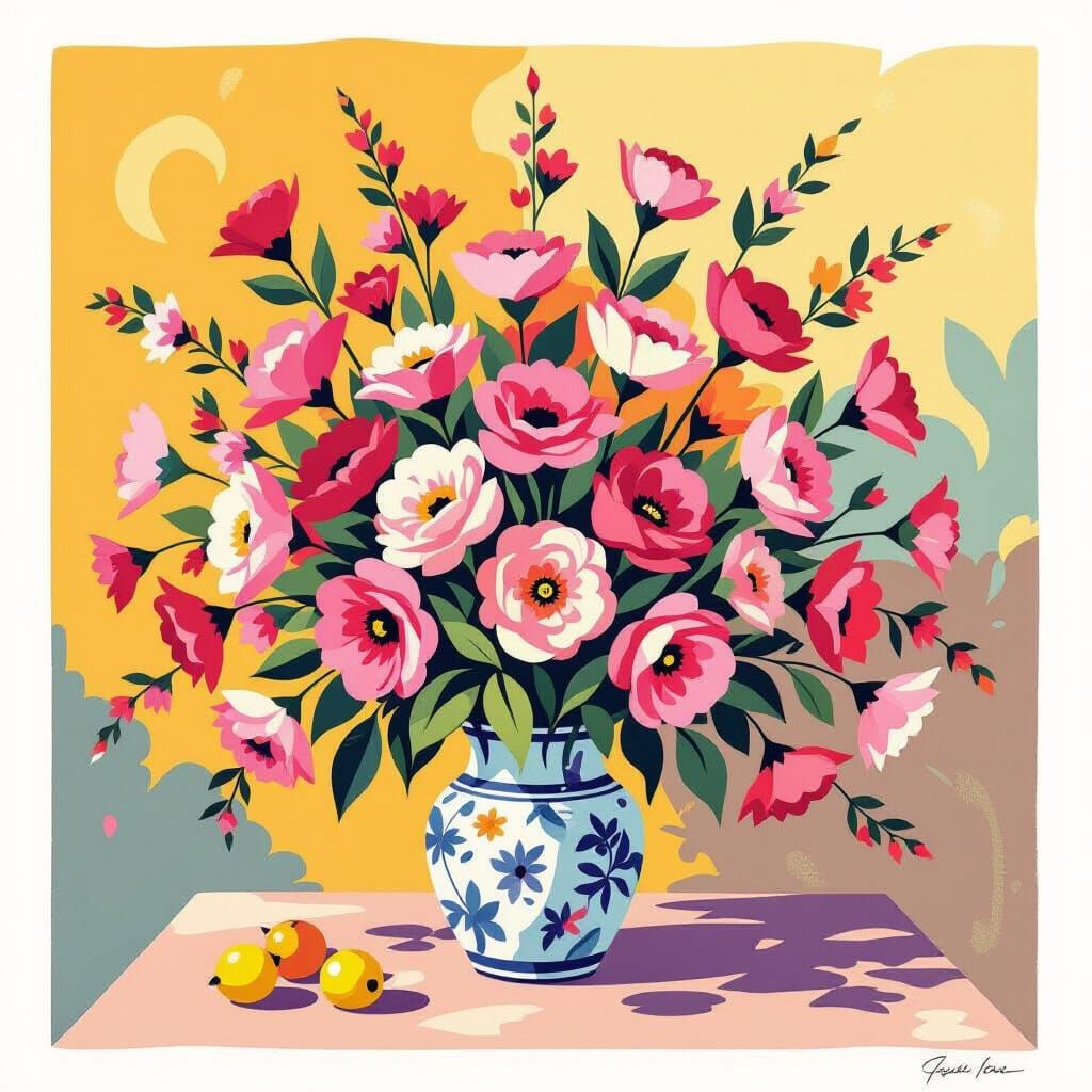 Boho Flower Market Print in Matisse Style