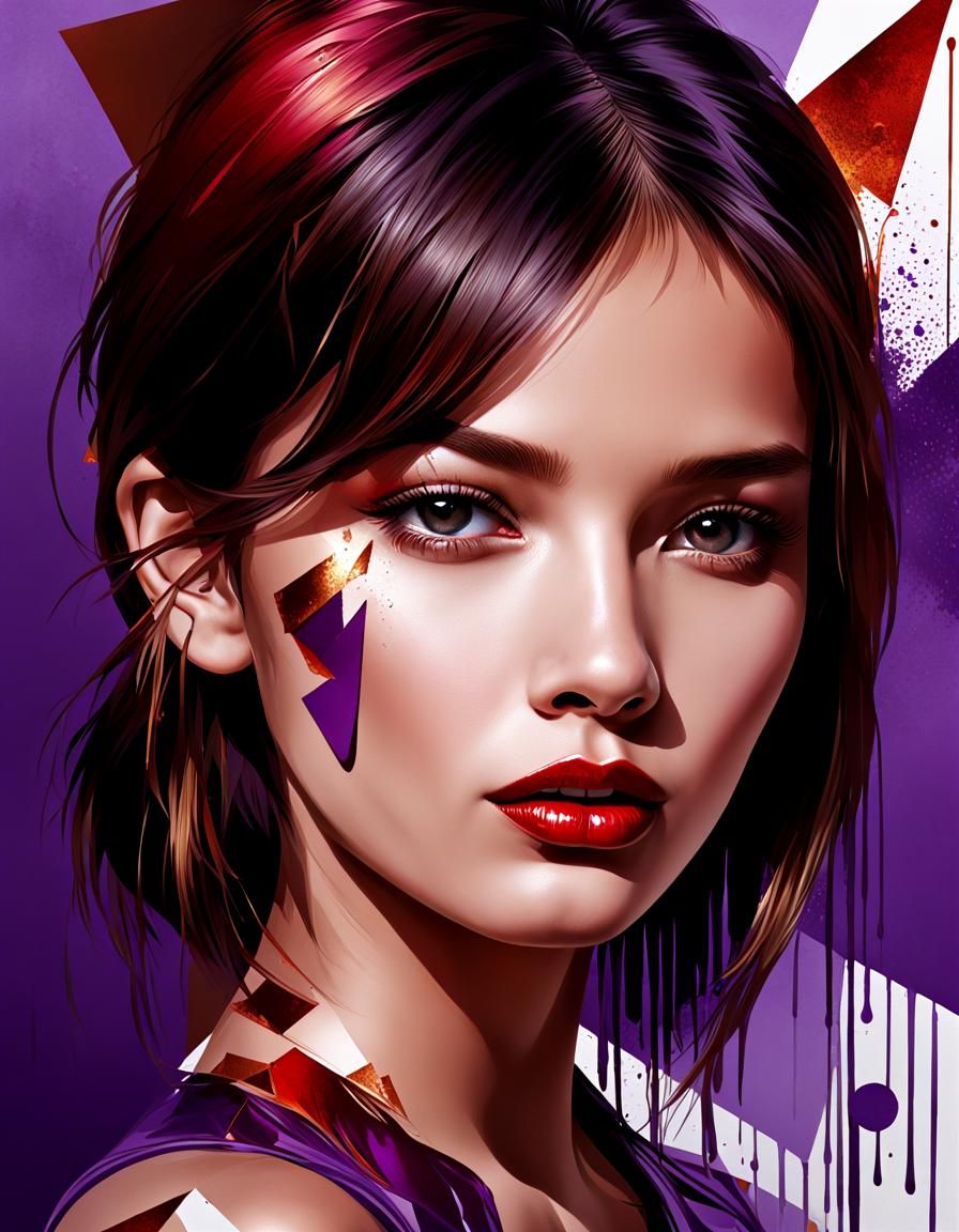 Metallic Geometric Portrait of a Woman