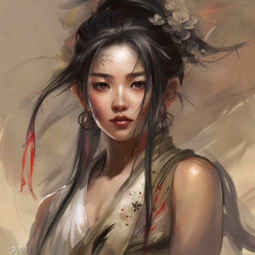 Asian Woman Portrait in Royo Style