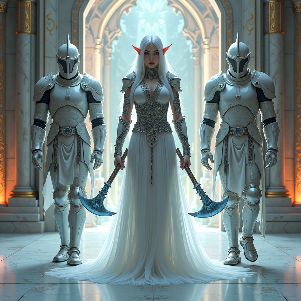 Albino Elf Queen Enters Crystal Castle Chamber