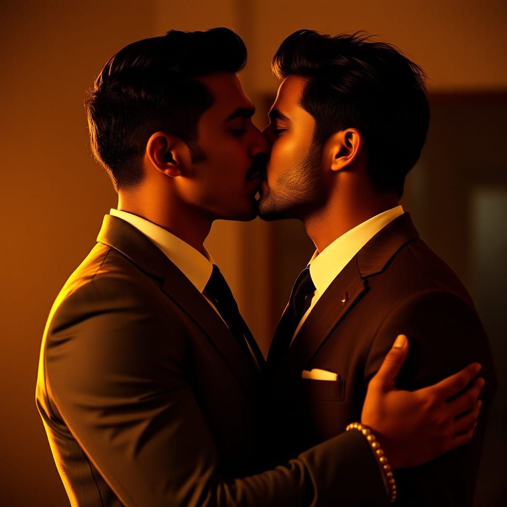 Romantic Studio Photoshoot of Two Handsome Men