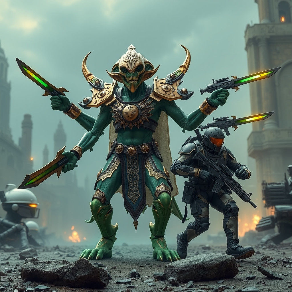 Alien Warrior in Extraterrestrial Fortress, HDR