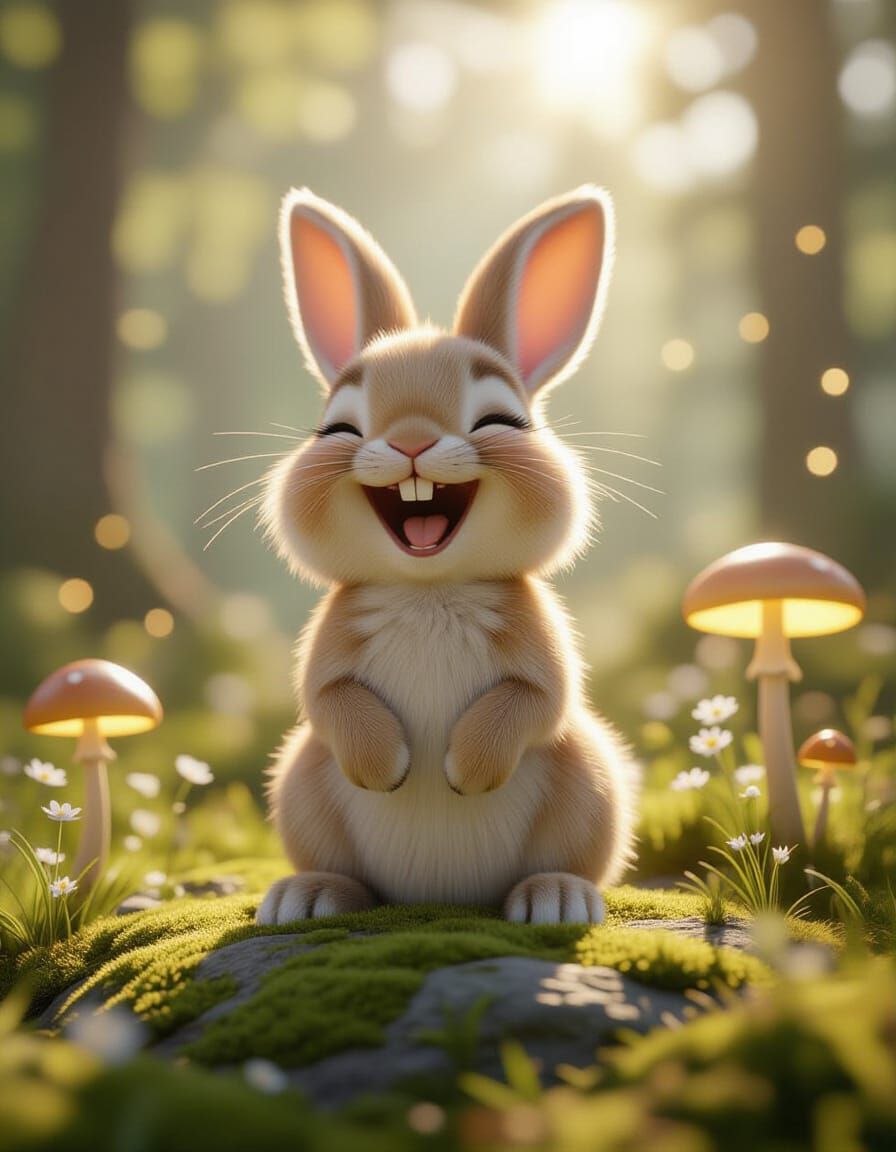 Laughing Bunny in Enchanted Forest: Unreal Engine Rendering