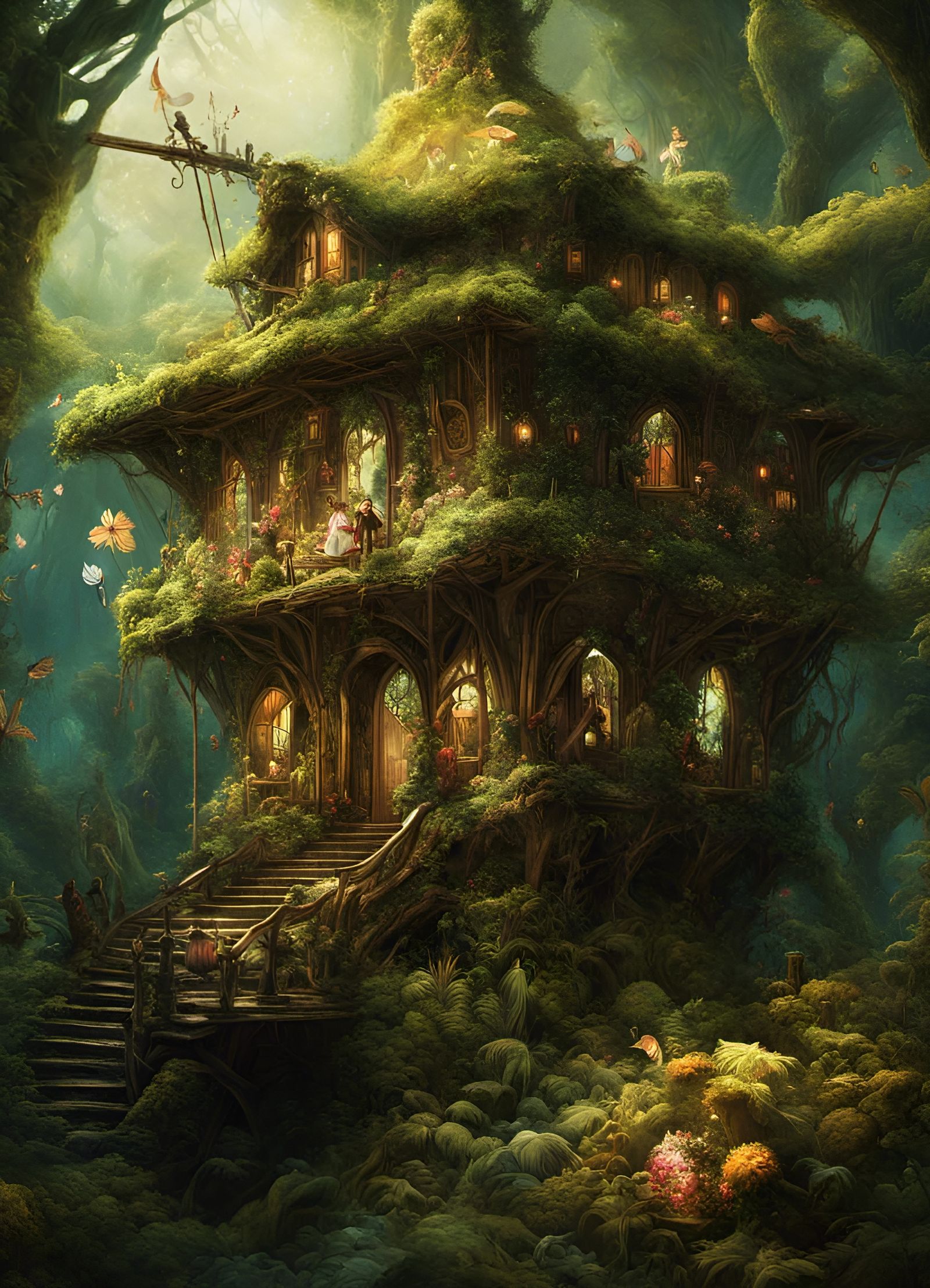 Glowing Forest Fairy Windmill: A Fantasycore Artwork