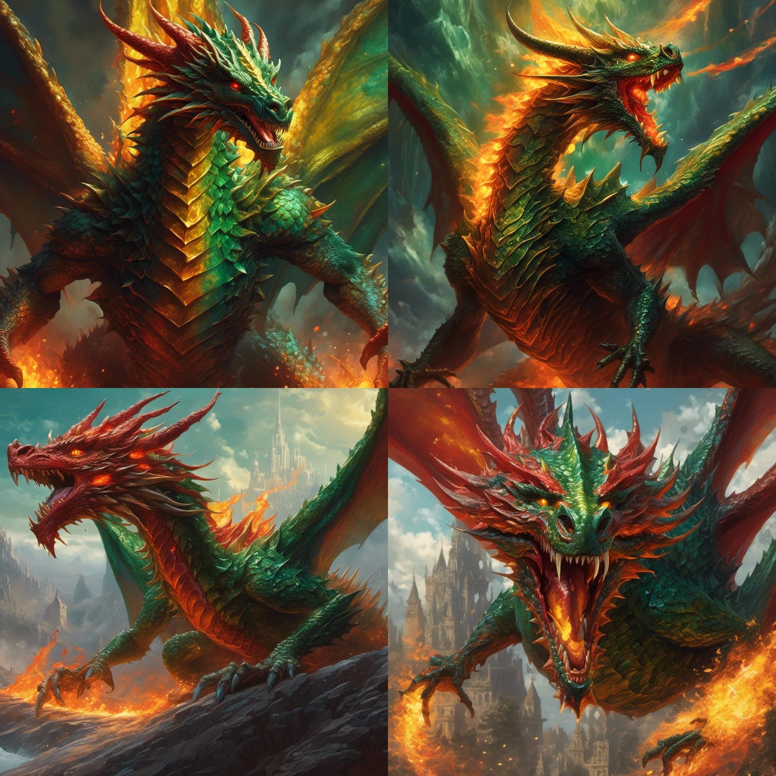 Emerald Dragon Poster Art Fantasycore