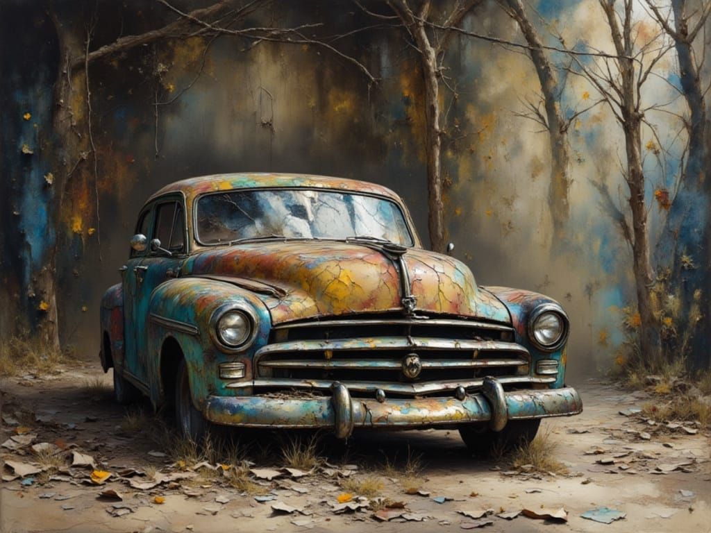 Abandoned classic car