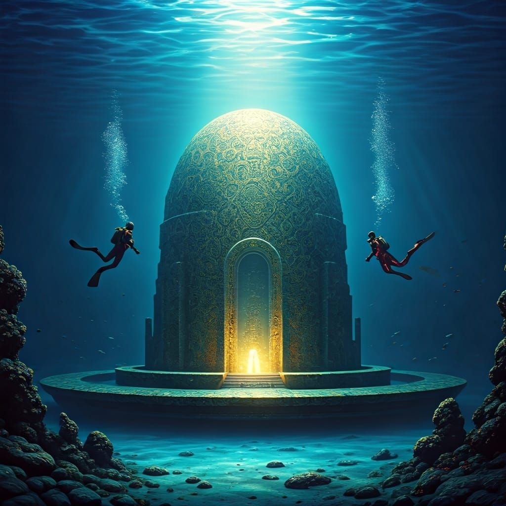 Colossal Stone Dome Shimmers in Seabed Waters