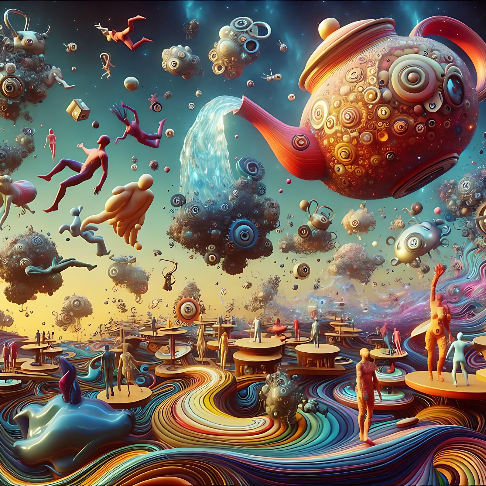 Dreamlike Realm of Floating Teapots and Shifting Gravity