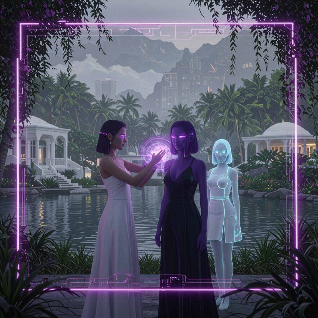 Futuristic Violet Aesthetic: Characters Awakening Energy in ...