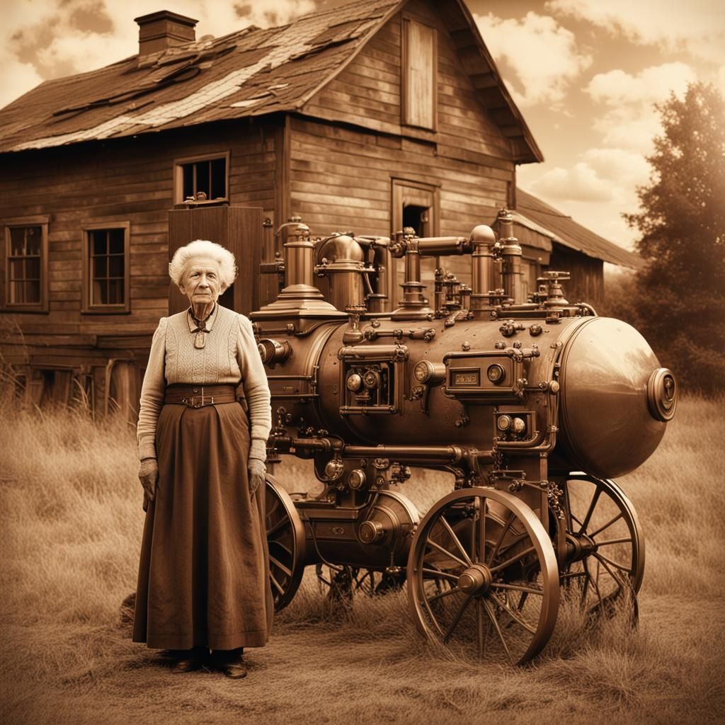 Steampunk Woman Photograph in Sepia Tone