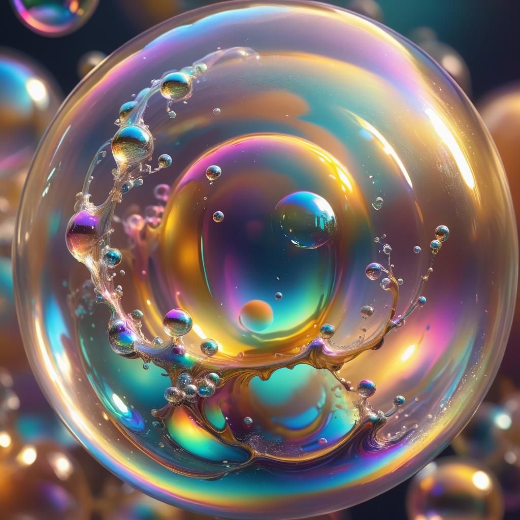 Fantastical Soap Bubble Creature in Surreal Dream World
