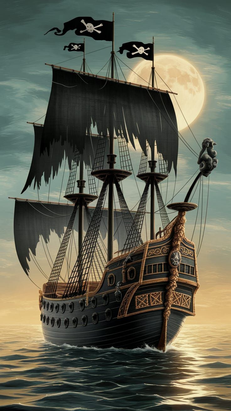 The Black Pearl: Nautical Engraving Concept Art