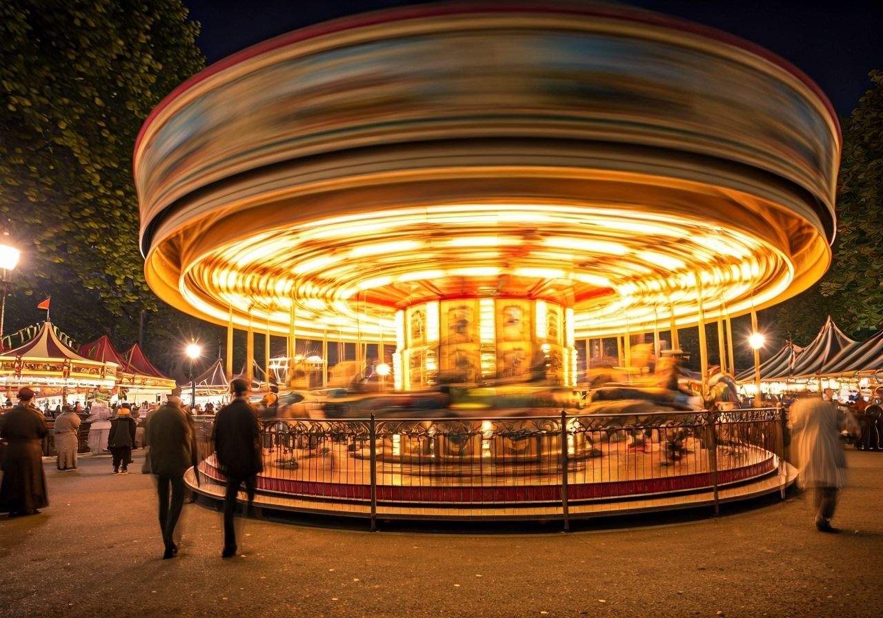 Victorian London Fairground at Night