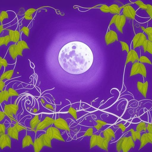 Purple Moon with Flowers: Detailed Concept Art
